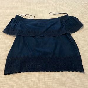 Off the shoulder, denim like material top